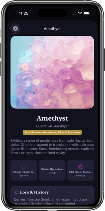 Crystal Identifier App Interface